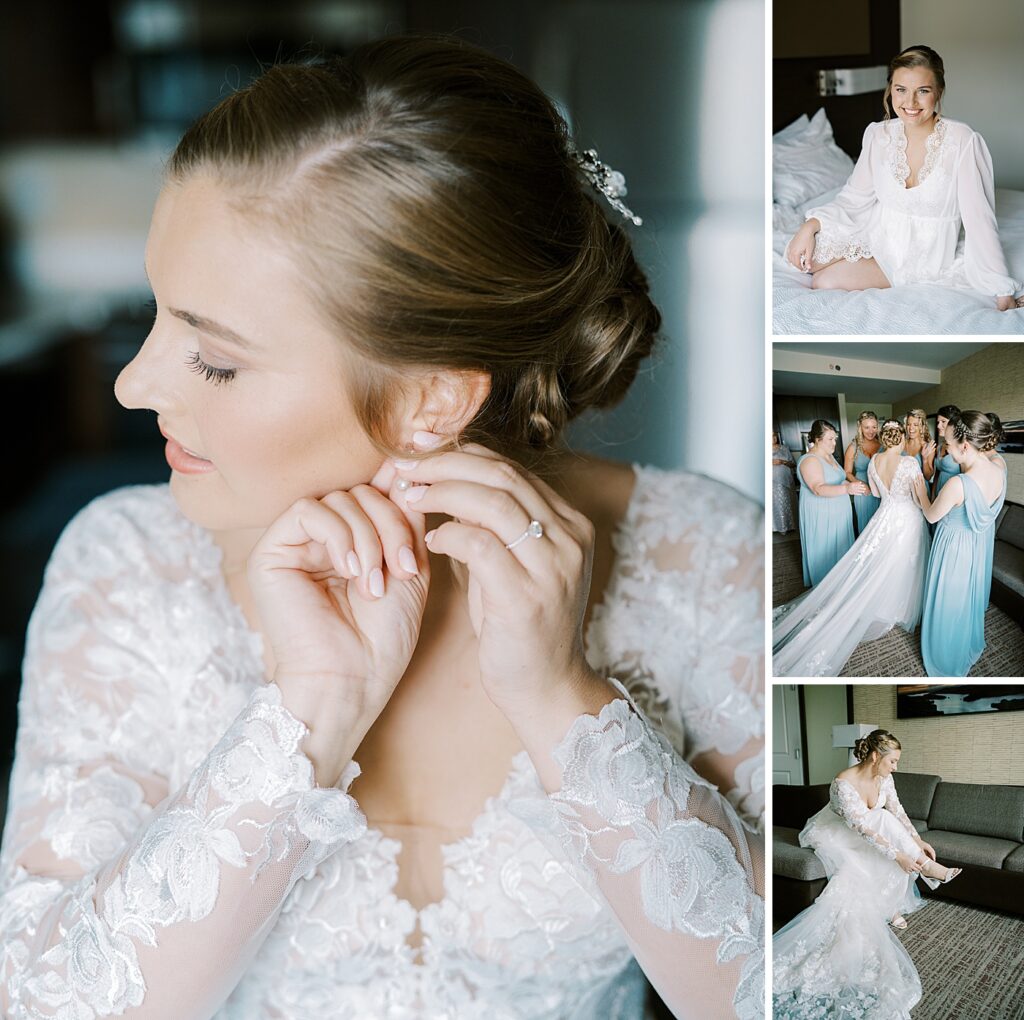 Small details of the bride and bridesmaids getting ready